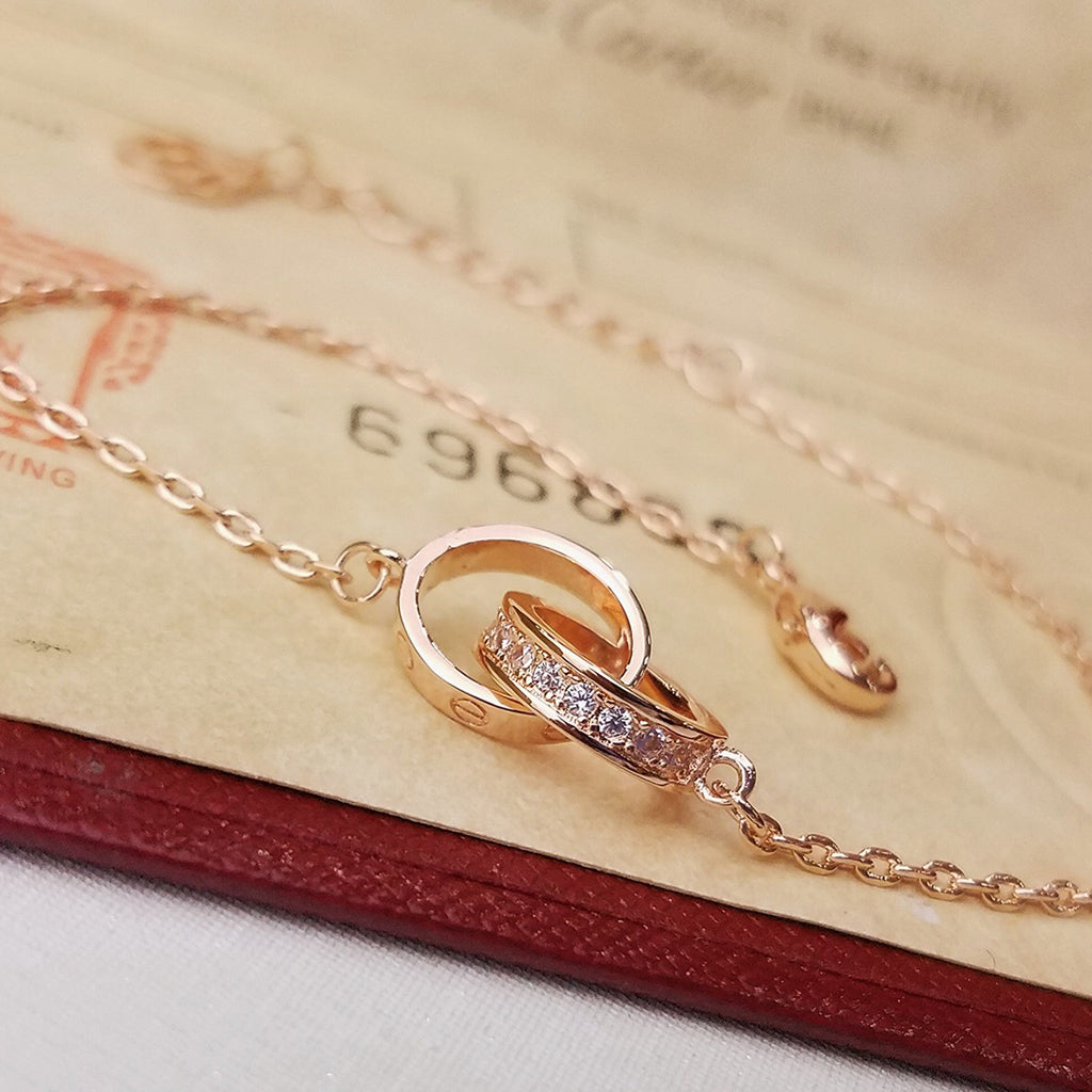 [Stars Jewelry]LOVE DOUBLE RING HALF DIAMOND BRACELET