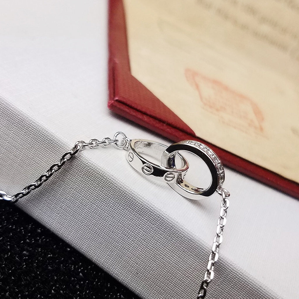 [Stars Jewelry]LOVE DOUBLE RING HALF DIAMOND BRACELET