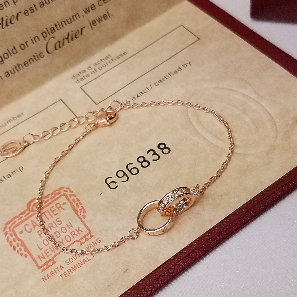 [Stars Jewelry]LOVE DOUBLE RING HALF DIAMOND BRACELET