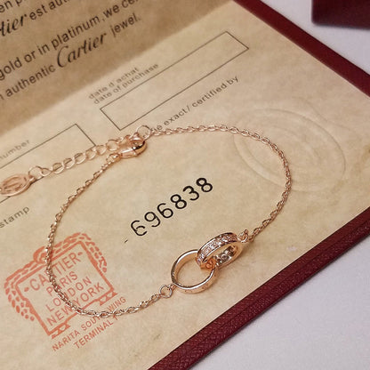 [Stars Jewelry]LOVE DOUBLE RING HALF DIAMOND BRACELET