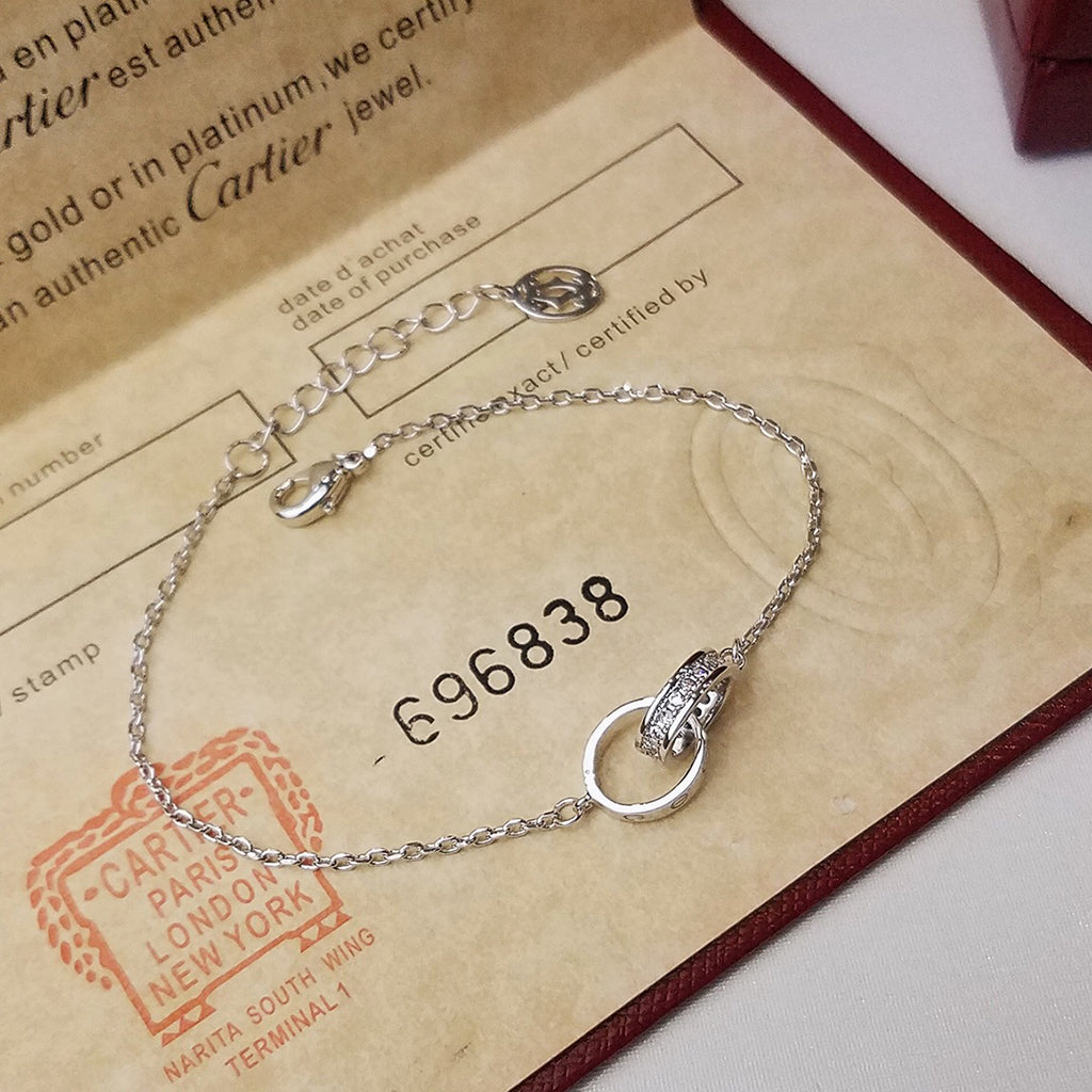 [Stars Jewelry]LOVE DOUBLE RING HALF DIAMOND BRACELET