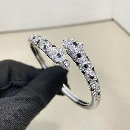 [Stars Jewelry]PANTHERE DOUBLE HEADED HALF DIAMOND OPEN BRACELET