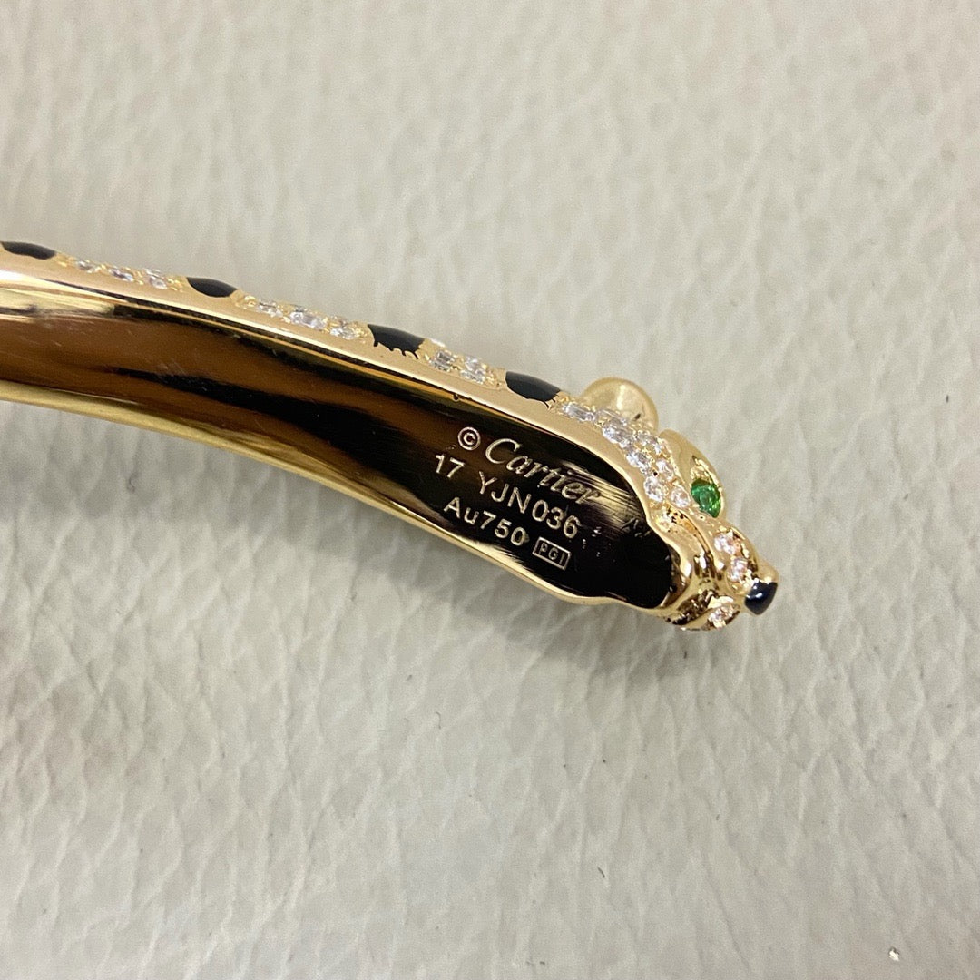 [Stars Jewelry]PANTHERE DOUBLE HEADED HALF DIAMOND OPEN BRACELET