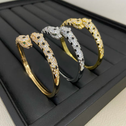 [Stars Jewelry]PANTHERE DOUBLE HEADED HALF DIAMOND OPEN BRACELET