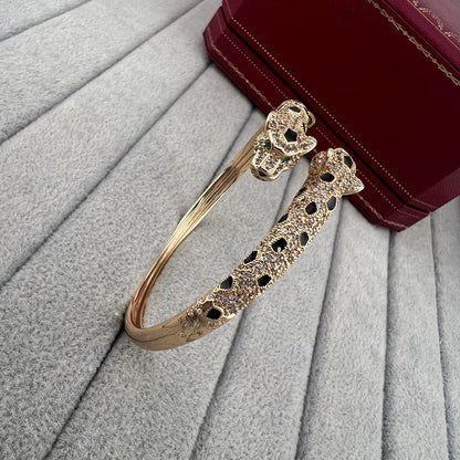 [Stars Jewelry]PANTHERE DOUBLE HEADED HALF DIAMOND OPEN BRACELET
