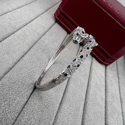 [Stars Jewelry]PANTHERE DOUBLE HEADED HALF DIAMOND OPEN BRACELET