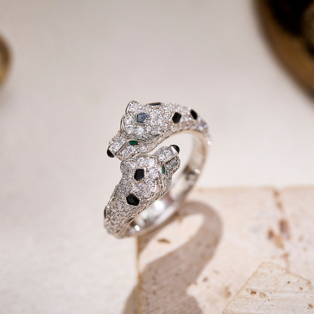 [Stars Jewelry]PANTHERE DOUBLE HEADED FULL DIAMOND  RING