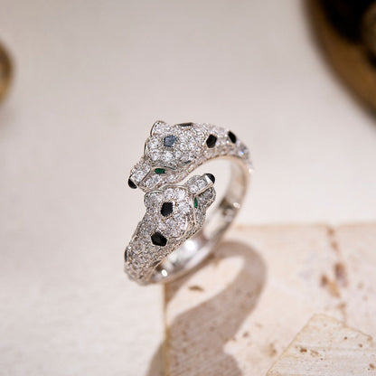 [Stars Jewelry]PANTHERE DOUBLE HEADED FULL DIAMOND  RING
