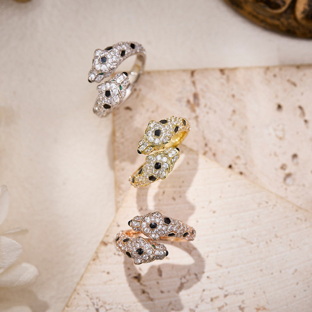 [Stars Jewelry]PANTHERE DOUBLE HEADED FULL DIAMOND  RING