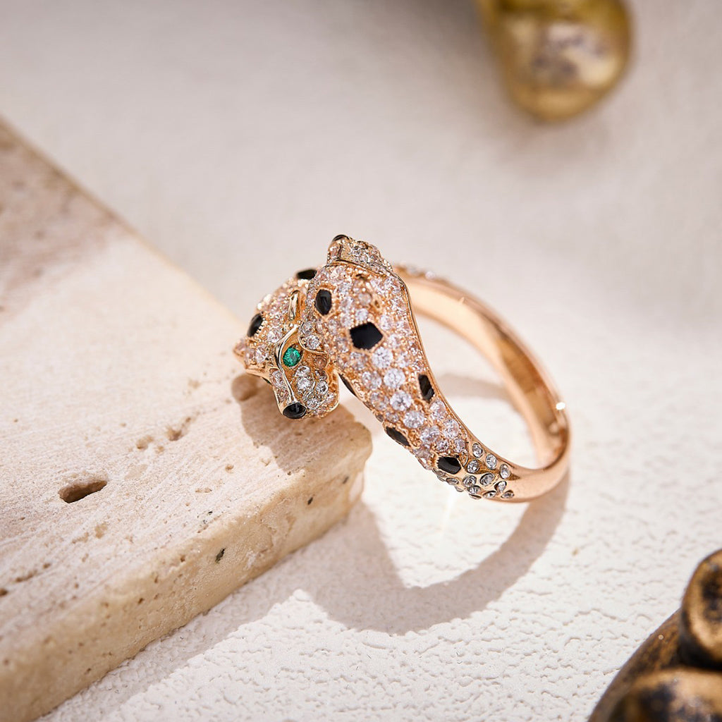 [Stars Jewelry]PANTHERE DOUBLE HEADED FULL DIAMOND  RING