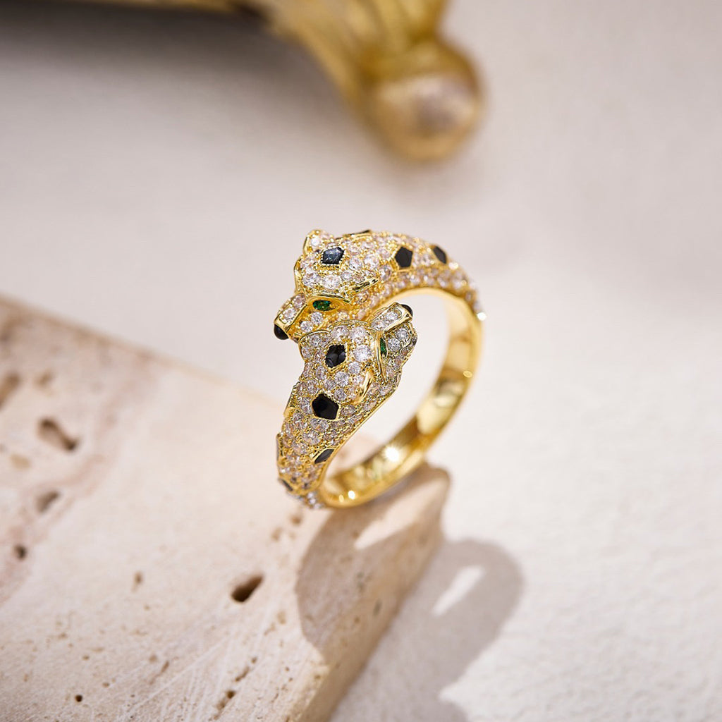 [Stars Jewelry]PANTHERE DOUBLE HEADED FULL DIAMOND  RING