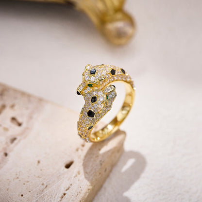 [Stars Jewelry]PANTHERE DOUBLE HEADED FULL DIAMOND  RING