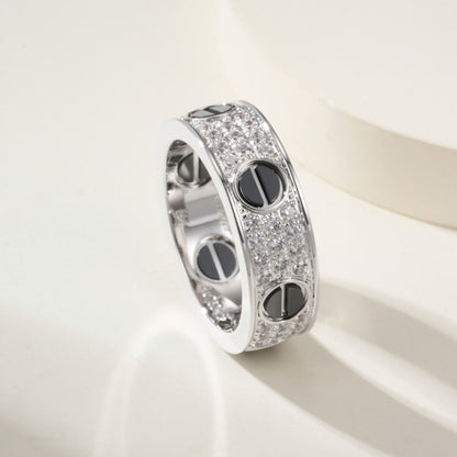 [Stars Jewelry]LOVE RING 5.5MM DIAMONDS PAVED CERAMIC