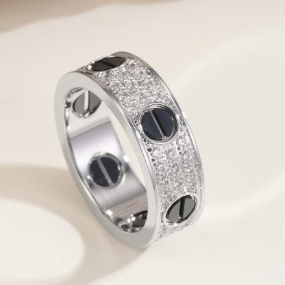 [Stars Jewelry]LOVE RING 5.5MM DIAMONDS PAVED CERAMIC