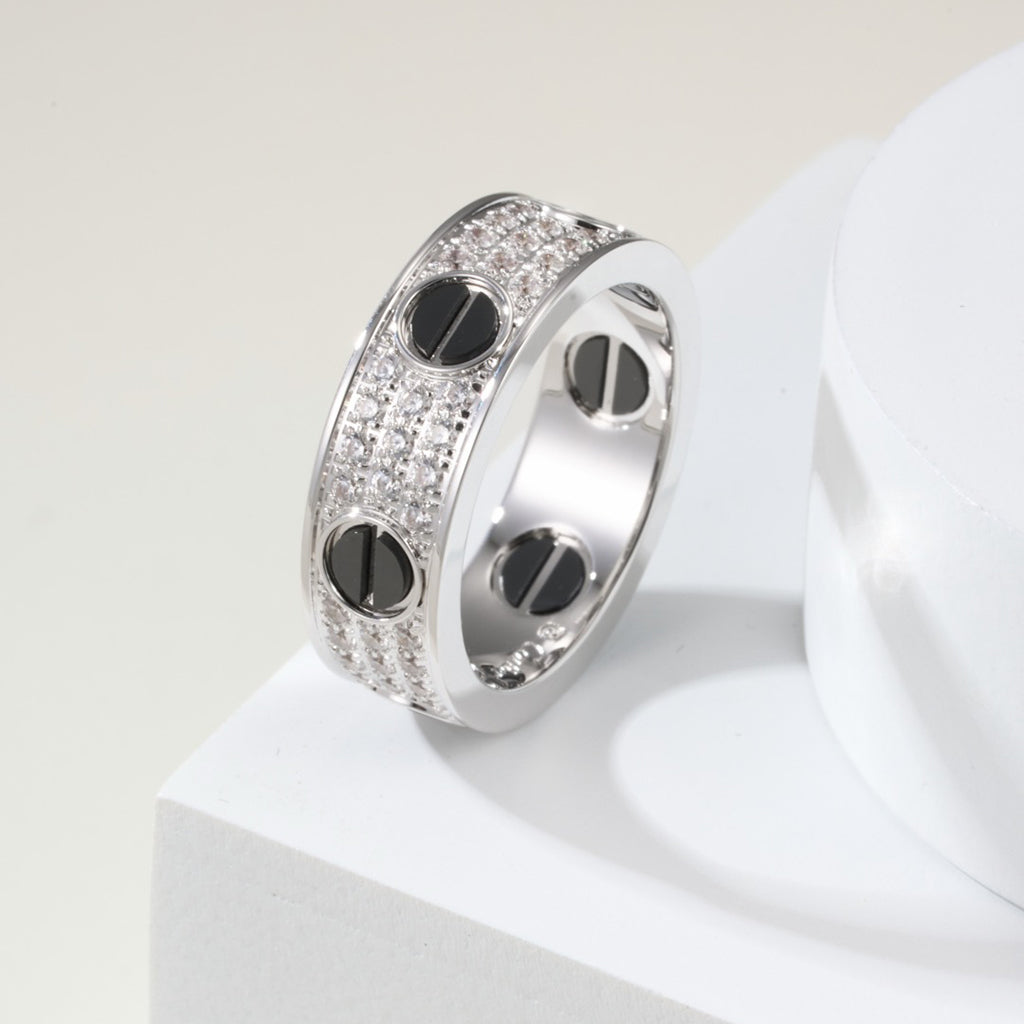 [Stars Jewelry]LOVE RING 5.5MM DIAMONDS PAVED CERAMIC