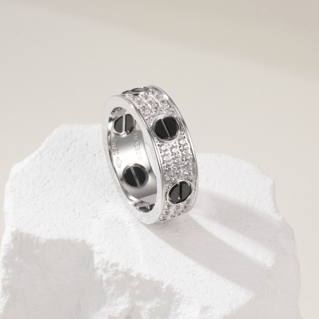 [Stars Jewelry]LOVE RING 5.5MM DIAMONDS PAVED CERAMIC
