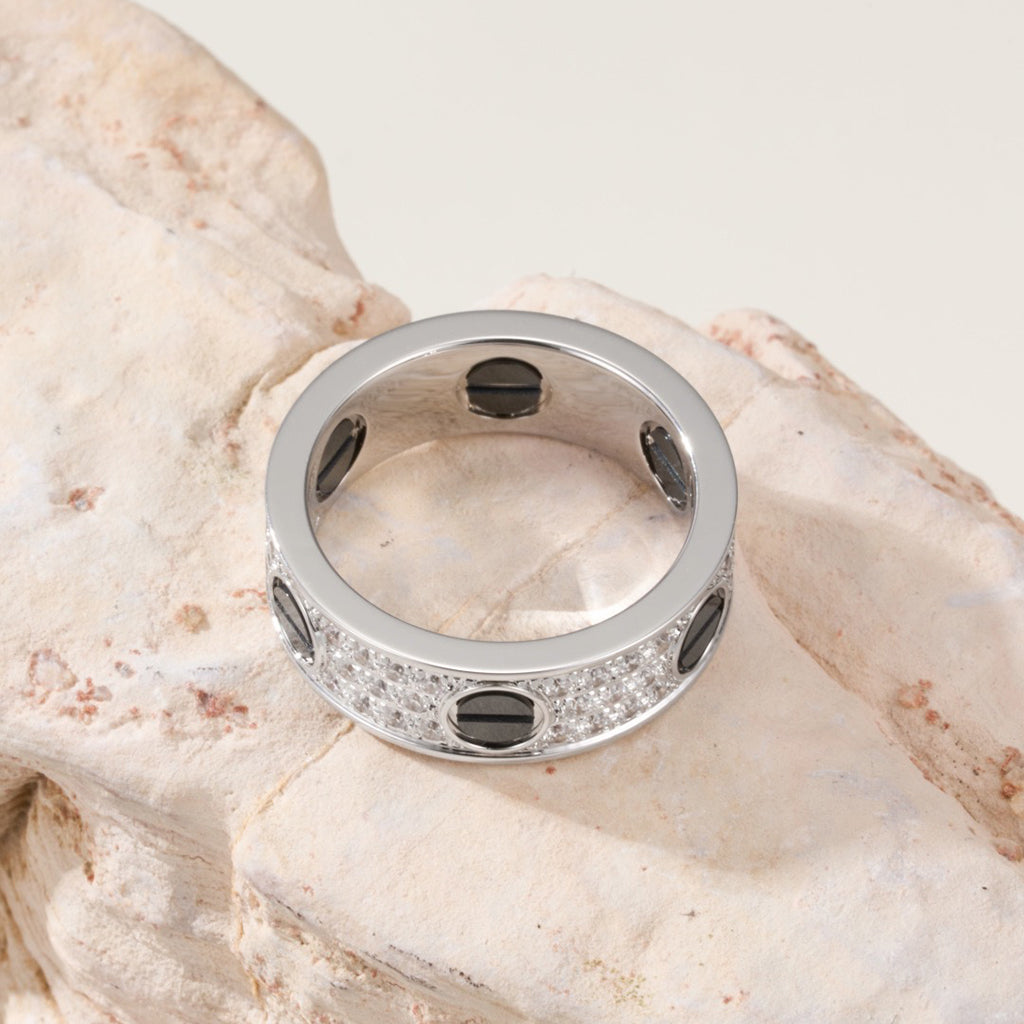 [Stars Jewelry]LOVE RING 5.5MM DIAMONDS PAVED CERAMIC