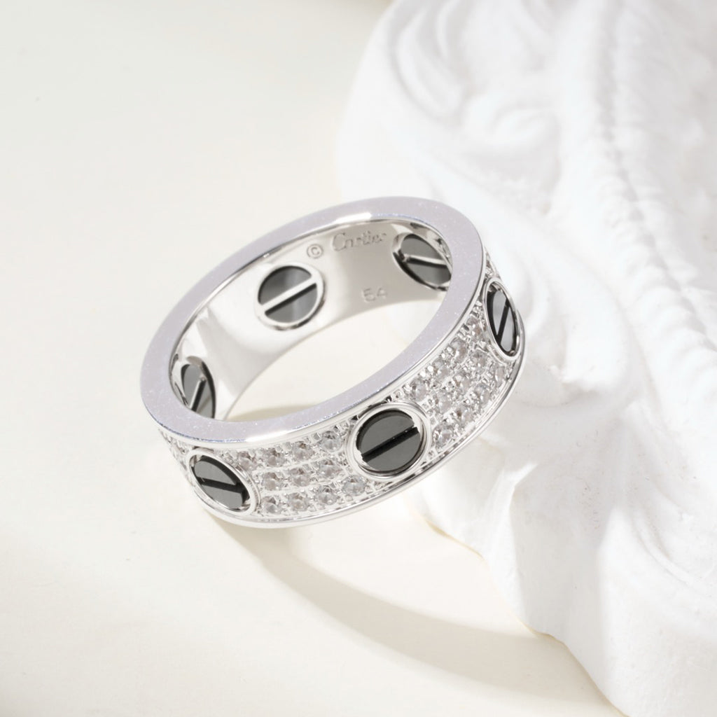 [Stars Jewelry]LOVE RING 5.5MM DIAMONDS PAVED CERAMIC