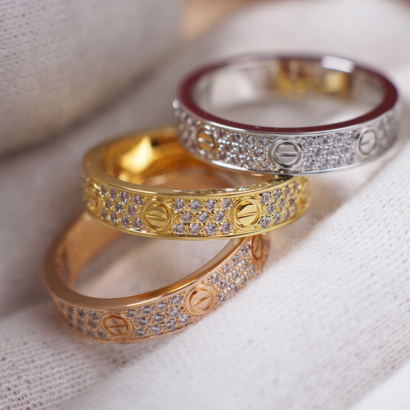 [Stars Jewelry]LOVE RING 4.0MM DIAMOND PAVED