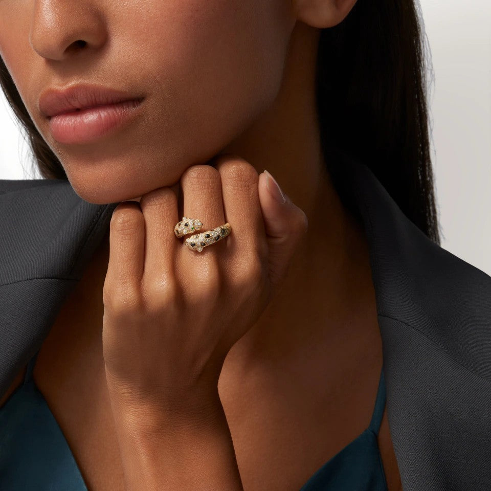 [Stars Jewelry]PANTHERE DOUBLE HEADED FULL DIAMOND  RING