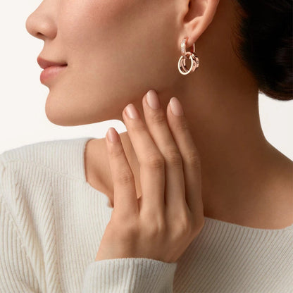 [Stars Jewelry]LOVE 3.3MM DANGLE HALF DIAMOND EARRINGS