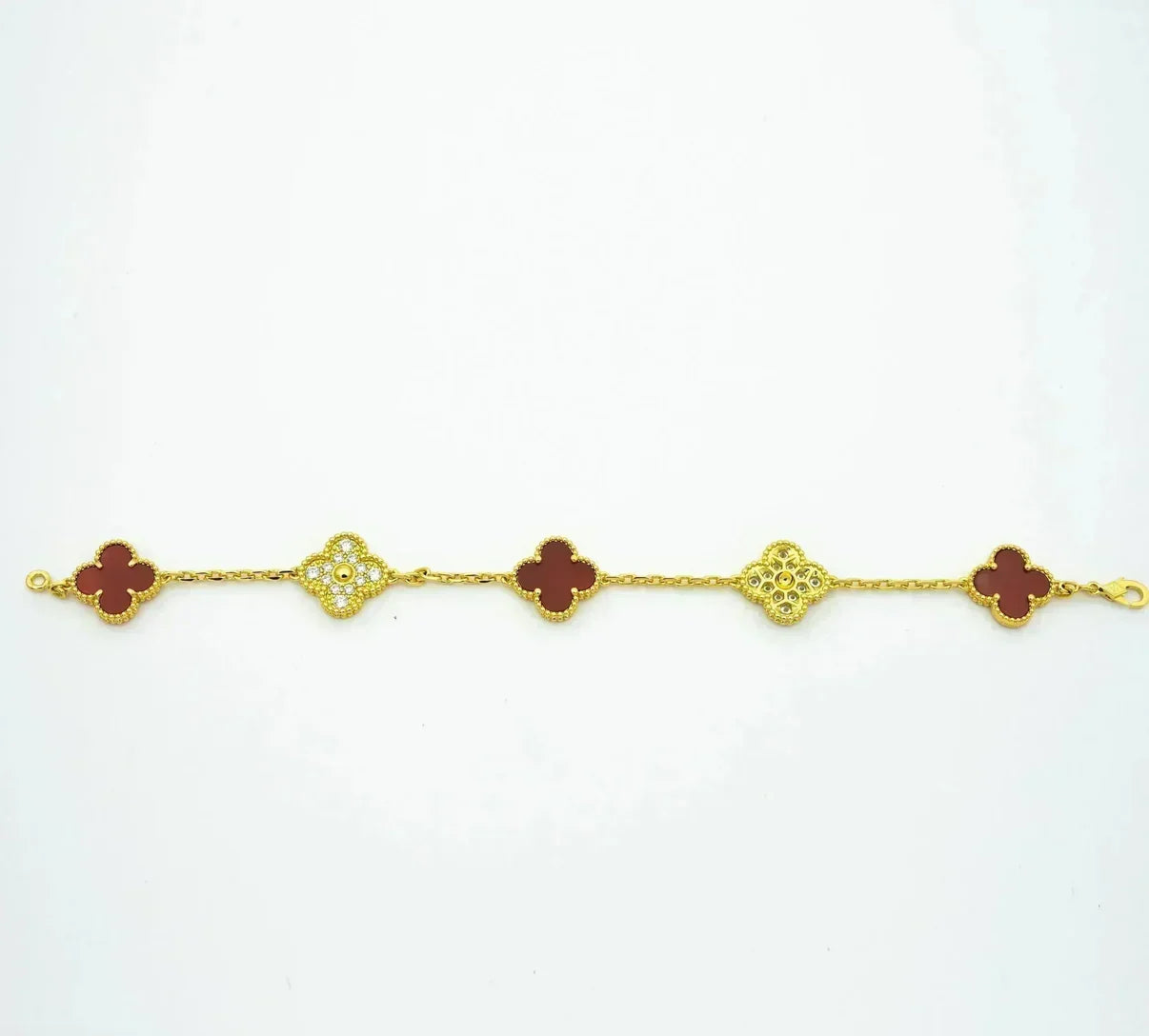 [Stars Jewelry] CLOVER 5 MOTIF RED CORNELIAN BRACELET COLLECTION