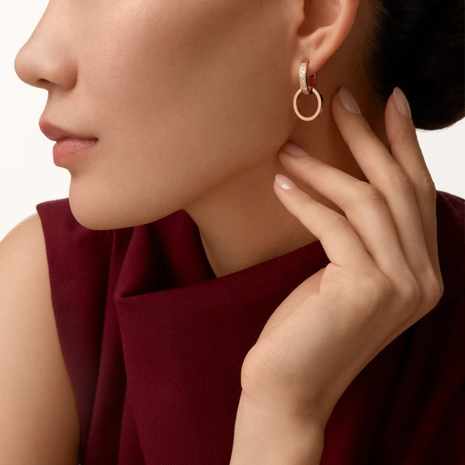 [Stars Jewelry]LOVE 3.3MM DANGLE HALF DIAMOND EARRINGS