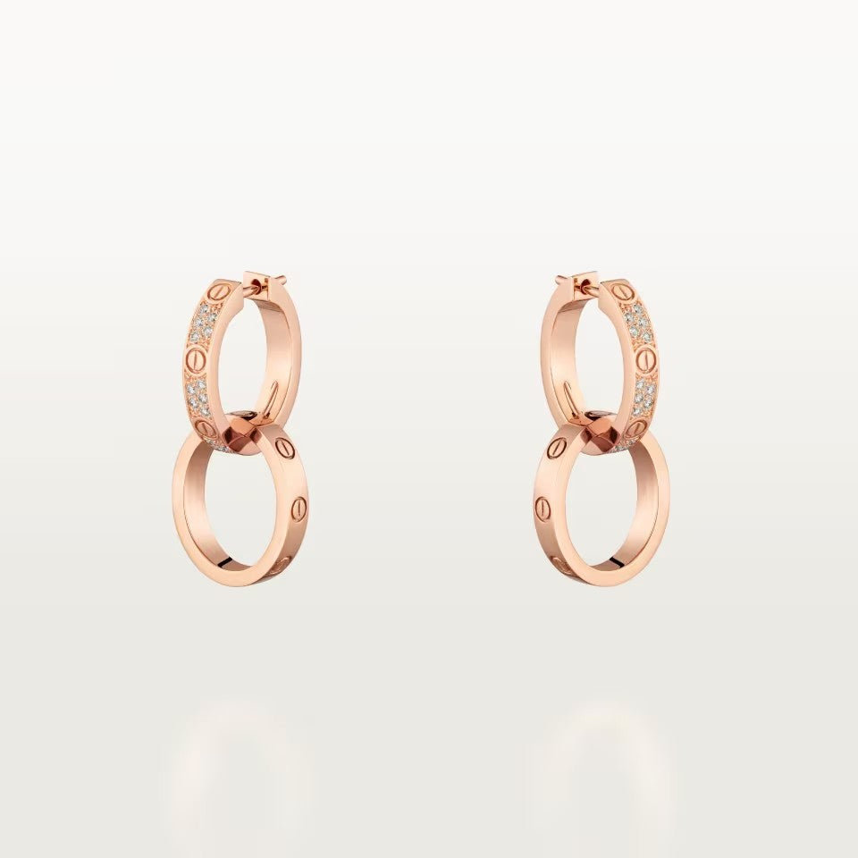 [Stars Jewelry]LOVE 3.3MM DANGLE HALF DIAMOND EARRINGS