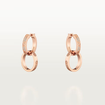 [Stars Jewelry]LOVE 3.3MM DANGLE HALF DIAMOND EARRINGS