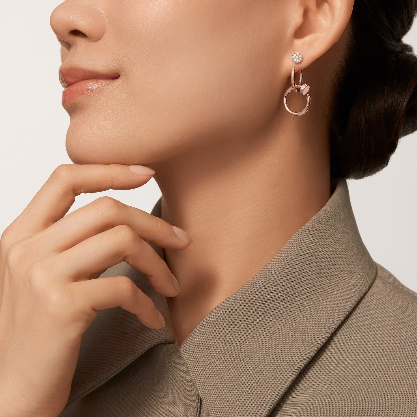 [Stars Jewelry]JUSTE HALF DIAMOND DOUBLE EARRINGS