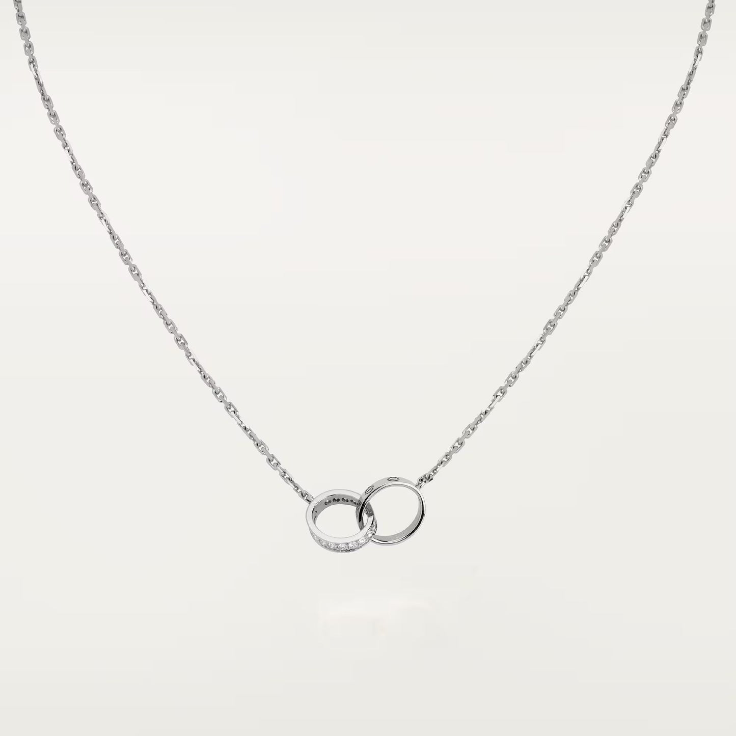 [Stars Jewelry]LOVE DOUBLE RING HALF DIAMOND NECKLACE