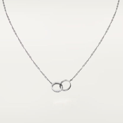 [Stars Jewelry]LOVE DOUBLE RING HALF DIAMOND NECKLACE