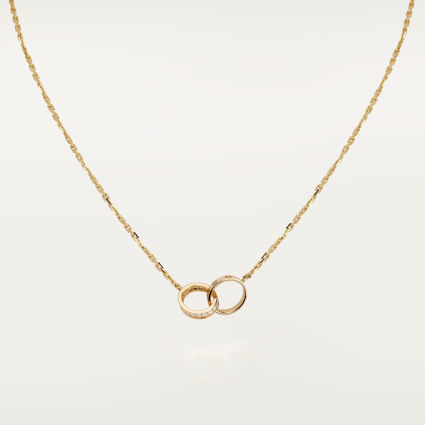 [Stars Jewelry]LOVE DOUBLE RING HALF DIAMOND NECKLACE