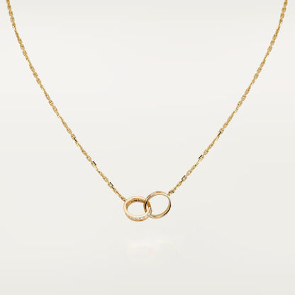 [Stars Jewelry]LOVE DOUBLE RING HALF DIAMOND NECKLACE