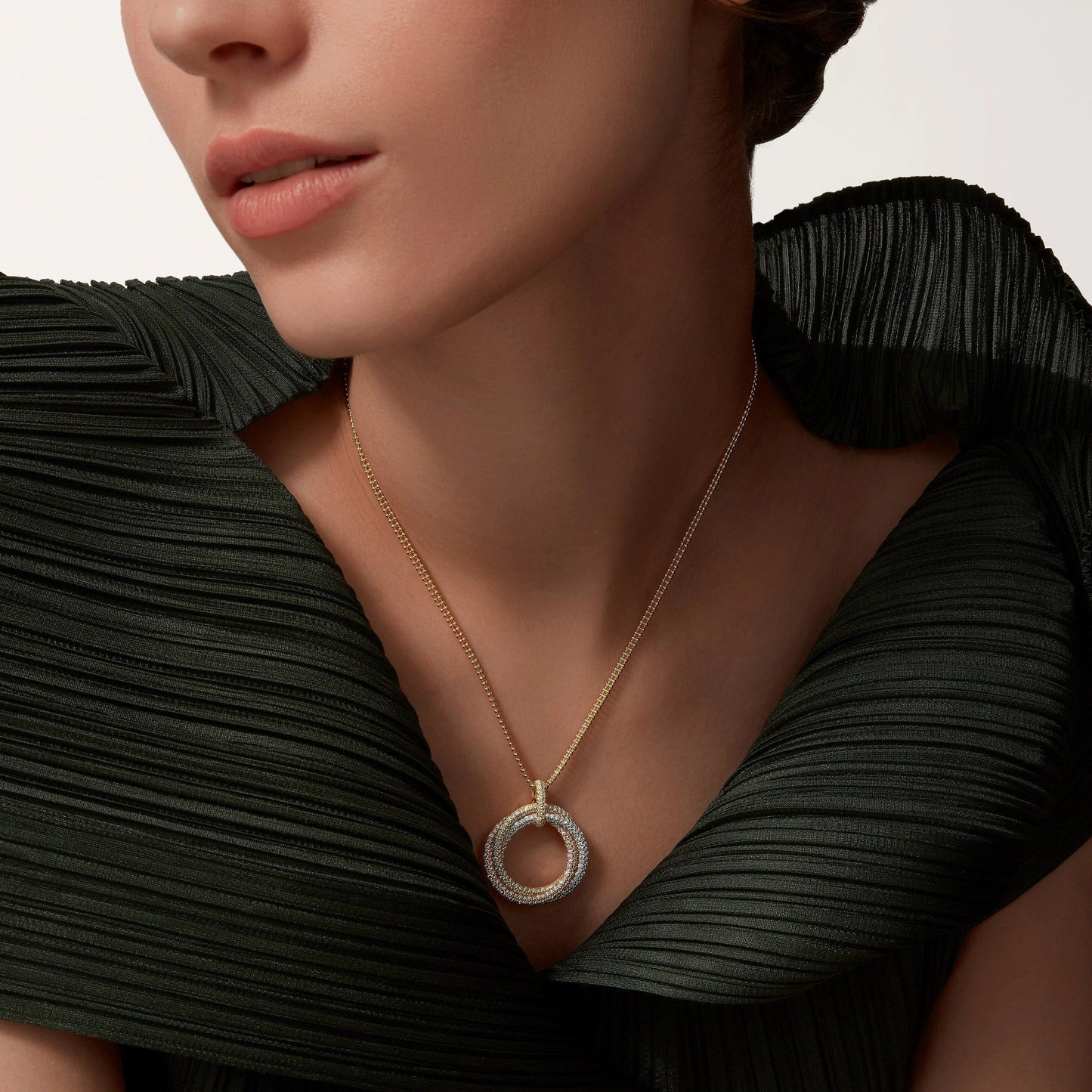 [Stars Jewelry]TRINITY LARGE FULL DIAMOND  NECKLACE