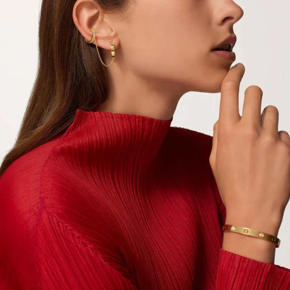 [Stars Jewelry]LOVE 3.0MM HALF DIAMOND EARRINGS