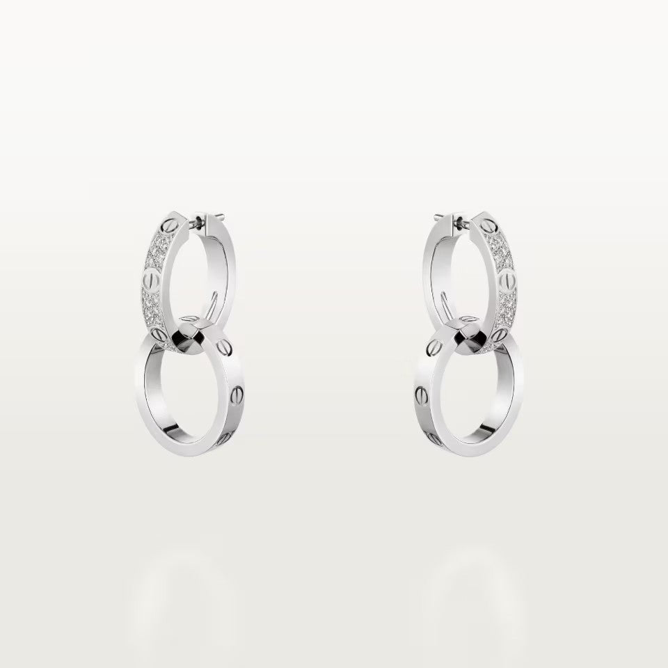 [Stars Jewelry]LOVE 3.3MM DANGLE HALF DIAMOND EARRINGS