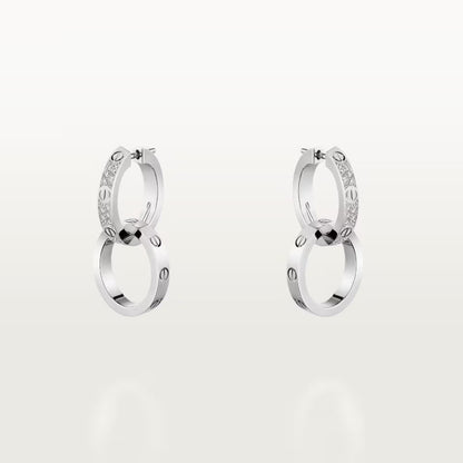 [Stars Jewelry]LOVE 3.3MM DANGLE HALF DIAMOND EARRINGS