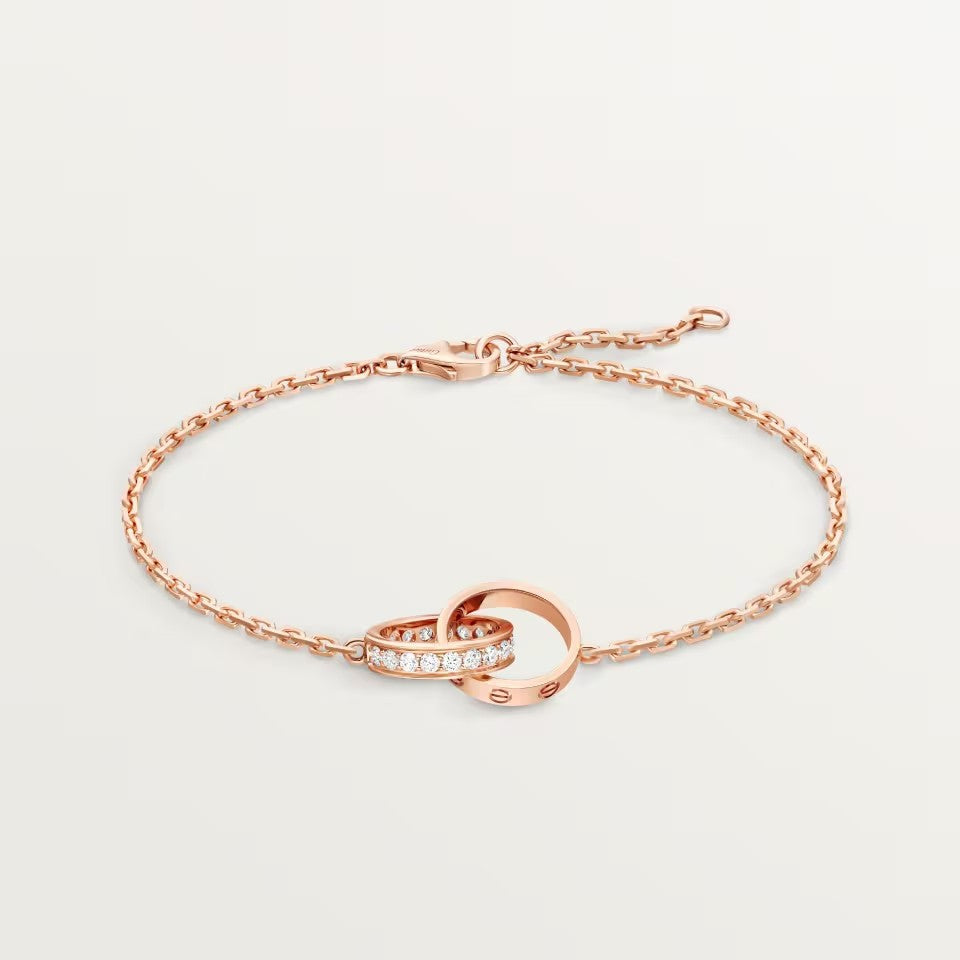 [Stars Jewelry]LOVE DOUBLE RING HALF DIAMOND BRACELET