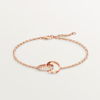 [Stars Jewelry]LOVE DOUBLE RING HALF DIAMOND BRACELET