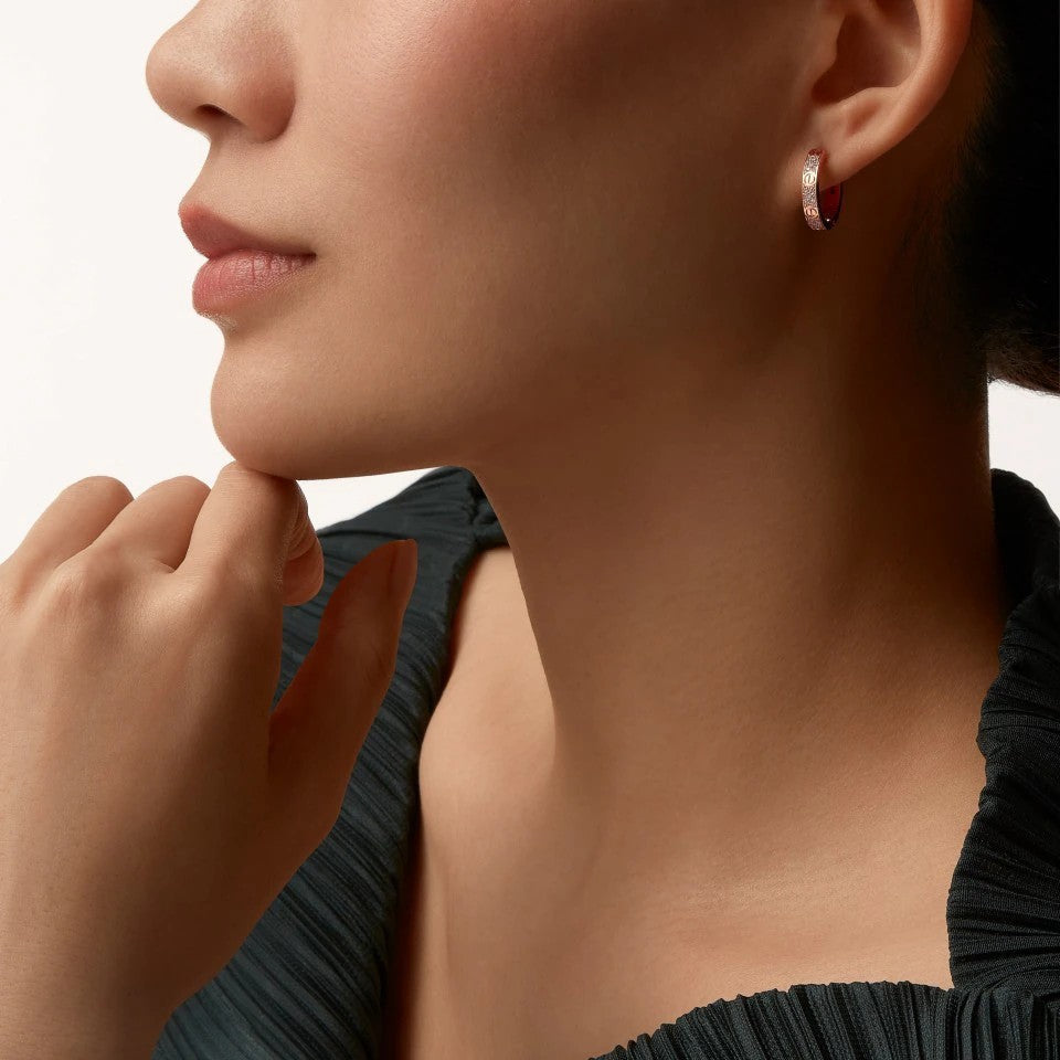 [Stars Jewelry]LOVE 3.3MM DANGLE HALF DIAMOND EARRINGS