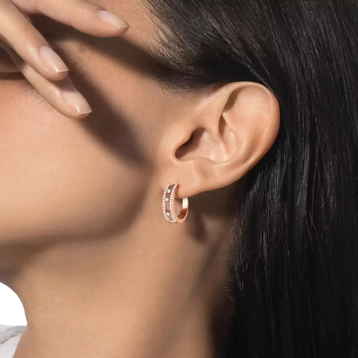 [Stars Jewelry]Diamond Pave_ Hoop Earrings Move