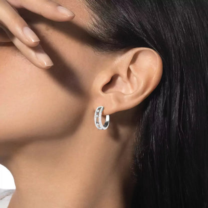 [Stars Jewelry]Diamond Pave_ Hoop Earrings Move