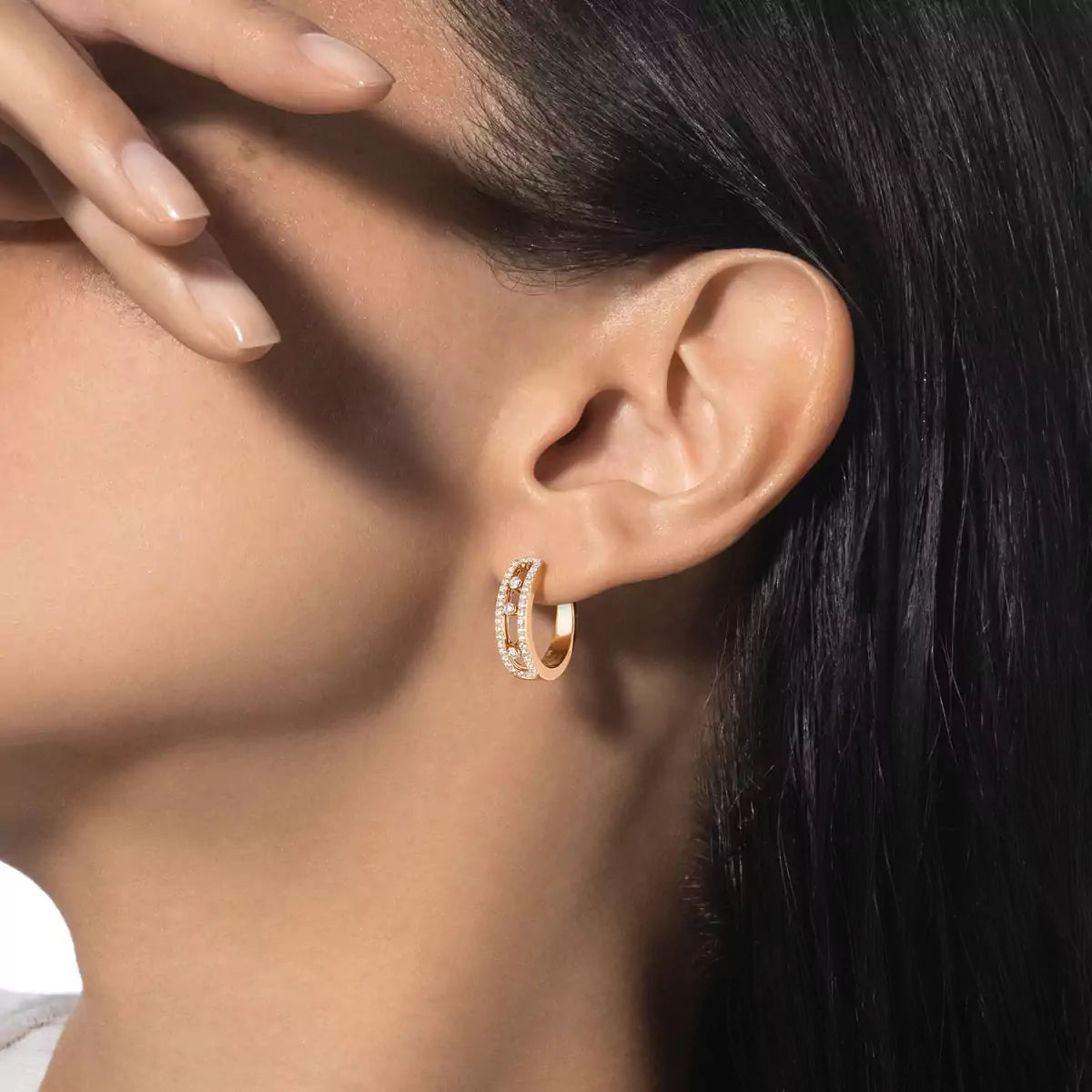 [Stars Jewelry]Diamond Pave_ Hoop Earrings Move