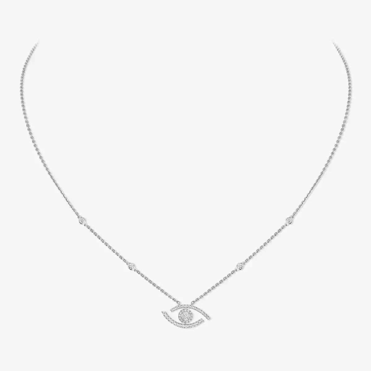 [Stars Jewelry]Pave_ Diamond Necklace Lucky Eye