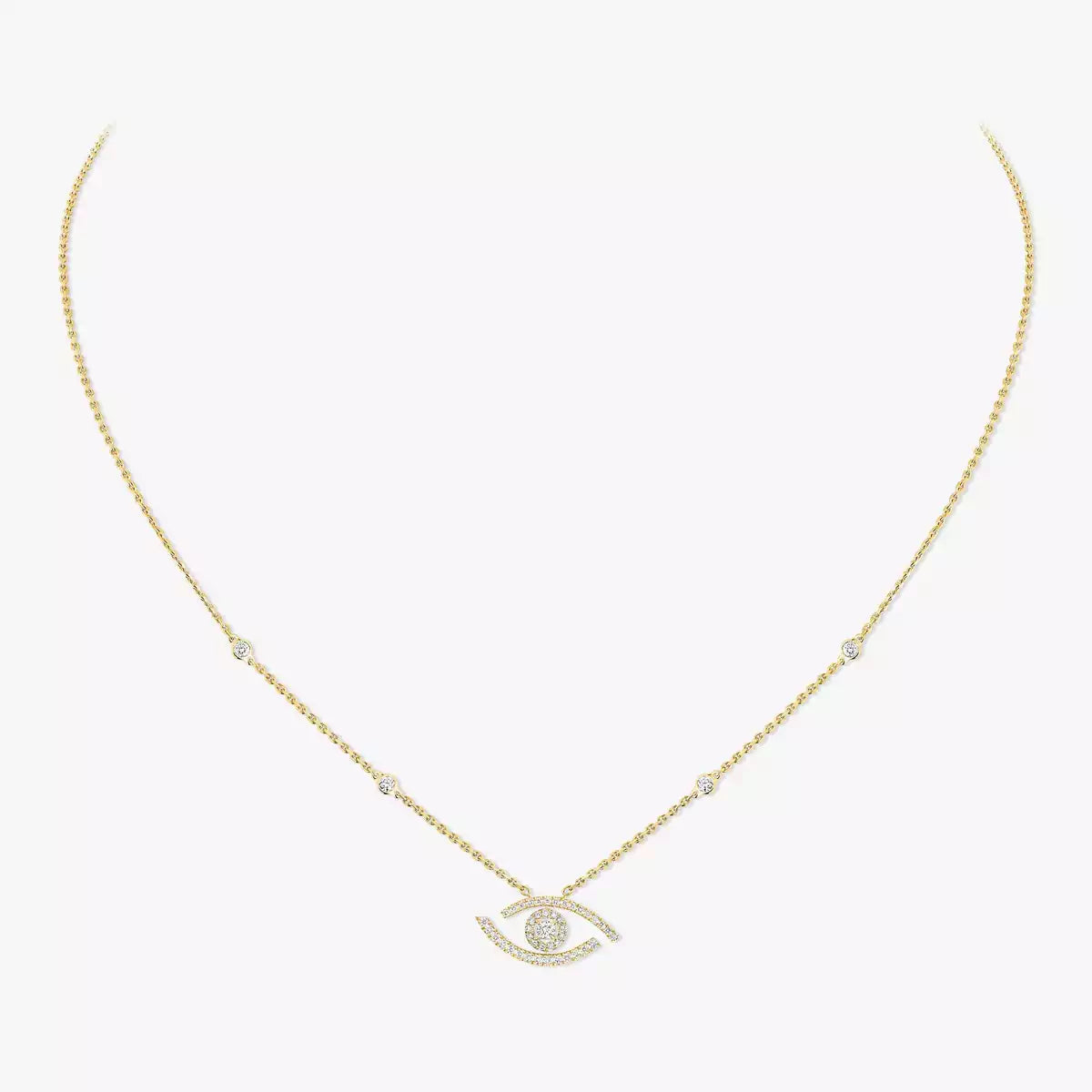 [Stars Jewelry]Pave_ Diamond Necklace Lucky Eye