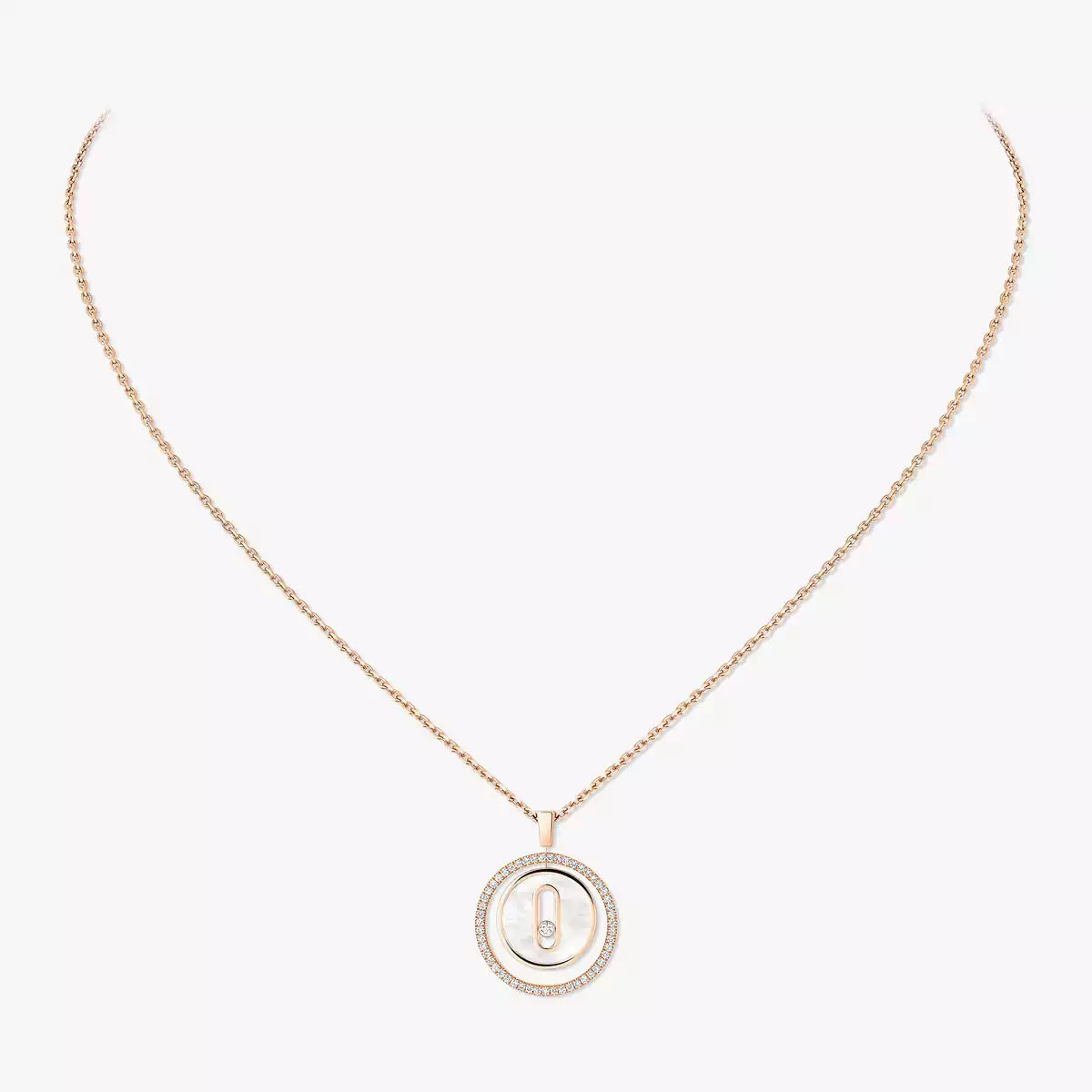 [Stars Jewelry]Lucky Move Diamond Necklace in Rose Gold and White Mother-of-Pearl
