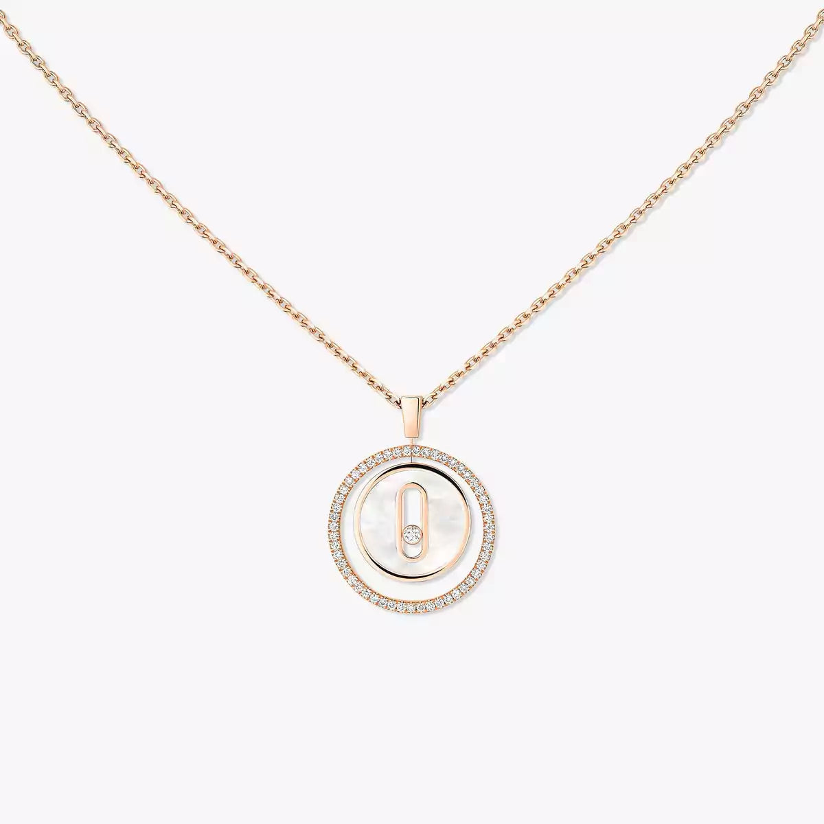 [Stars Jewelry]Lucky Move Diamond Necklace in Rose Gold and White Mother-of-Pearl