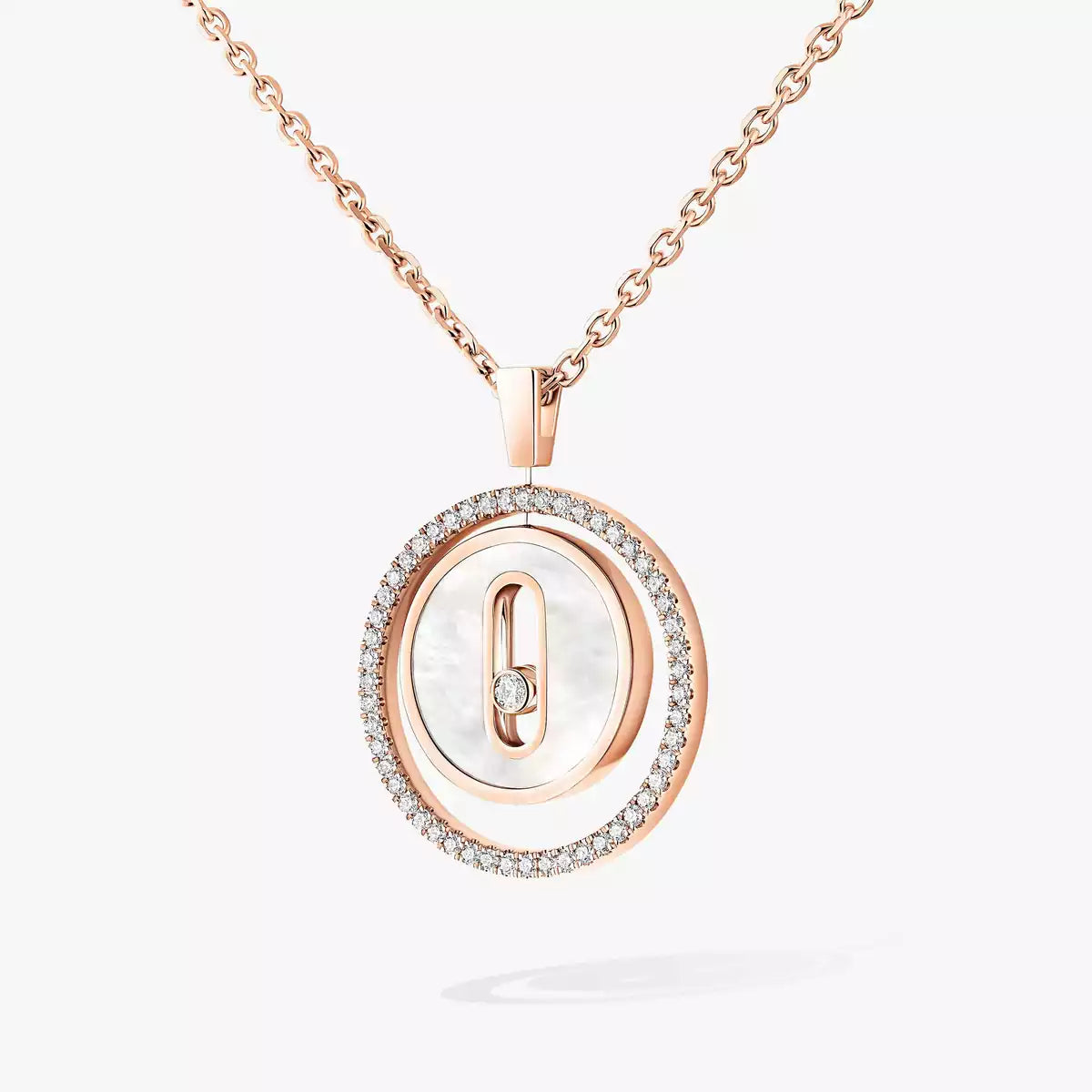 [Stars Jewelry]Lucky Move Diamond Necklace in Rose Gold and White Mother-of-Pearl