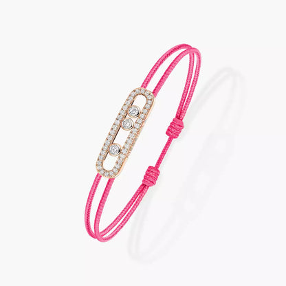 [Stars Jewelry]Care(Medium-3.5mm) pink cord pavé bracelet